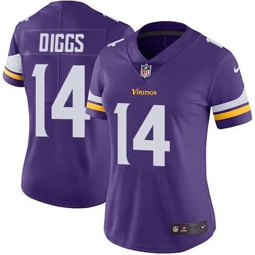 Women 2019 Minnesota Vikings #14 Diggs Purple Nike Vapor Untouchable Limited NFL Jersey->women nfl jersey->Women Jersey